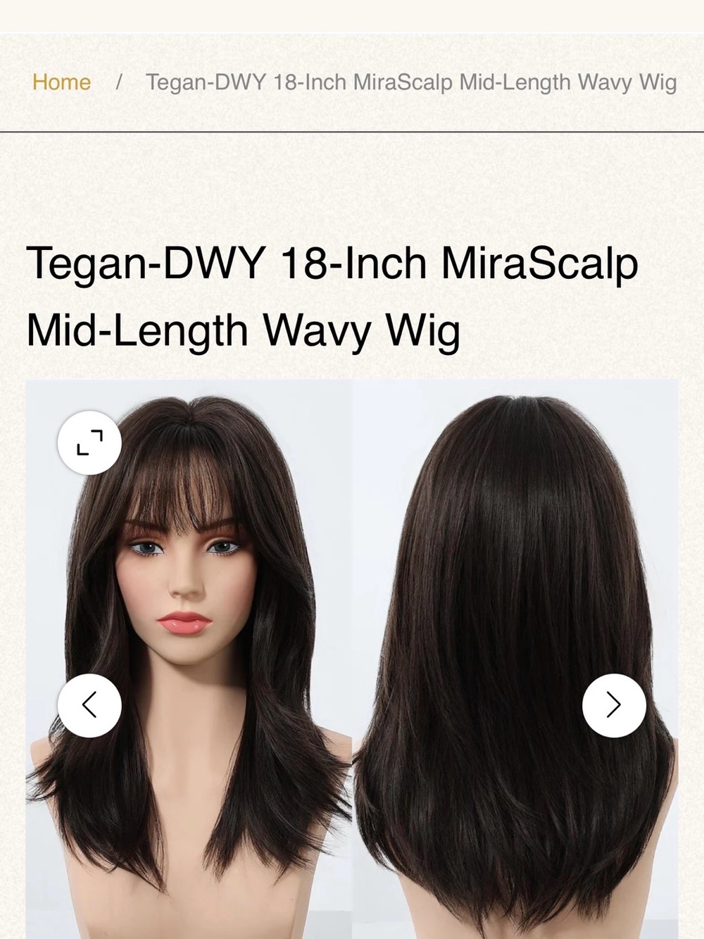 18-Inch MiraScalp Mid-Length Wavy Wig in Dark Brown. DWY